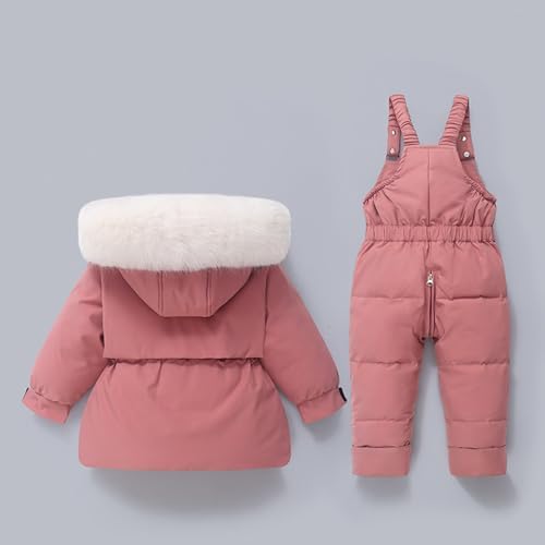 Toddler Boys Girls 2 Piece Snowsuit Waterproof Hooded Winter Coat Ski Bibs