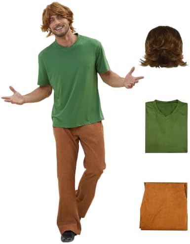 Adult Men's Halloween Costume 60s 70s Vintage Retro Hippie Cosplay Set