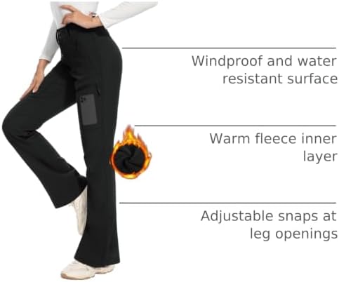 Moosehill Women's Snow Ski Pants : Water Resistant Fleece Lined Flare Fit