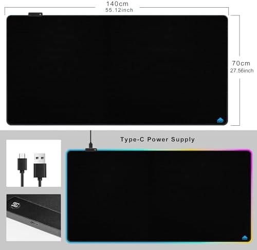 Cacoy 55"x27.5" Giant RGB Gaming Mouse Pad, Extra Large LED Desk Mat, Black