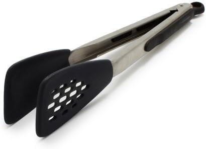 OXO Good Grips 12-Inch Tongs with Silicone Head & Good Grips Silicone Flexible Tongs Stainless,Black,