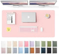 YSAGi Leather Desk Protector, Office Mat, Large Mouse Mat, Non-Slip PU Leather Blotter, Laptop Pad, Waterproof Writing Pad for Office and Home (Light Pink, 47.2" x 23.6")