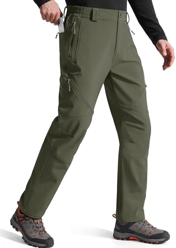 FREE SOLDIER Men's Fleece Lined Pants Softshell Snow Ski Pants
