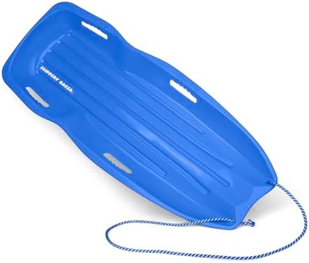 Slippery Racer Downhill Xtreme Flexible Adults and Kids Plastic Toboggan Snow Sled for up to 2 Riders with Pull Rope and Handles