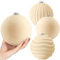 Syhood 4 Pcs 6 Inch Velvet Christmas Balls Large Ornaments, Cream