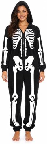 Just Love Women's Adult Onesie Skeleton Halloween Costume with Hood