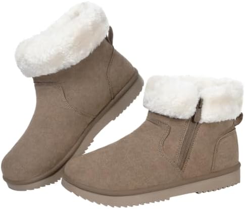 Hsyooes Snow Boots for Women Suede Leather Winter Boots Warm