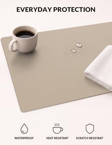 Leather Desk Pad Protector, 27.5" x 12", Eggshell Desk Mat
