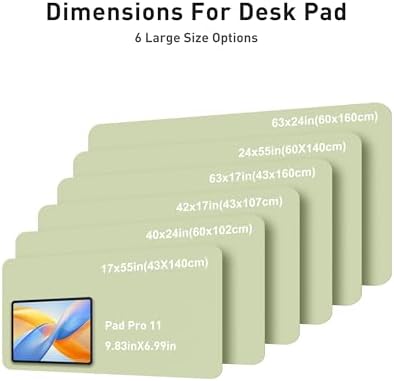 Aothia Faux Leather Desk Mat - Large Mouse Pad, Non-Slip PU Leather Blotter, Waterproof Writing Surface for Office and Home (Grass Green, 63" x 24")