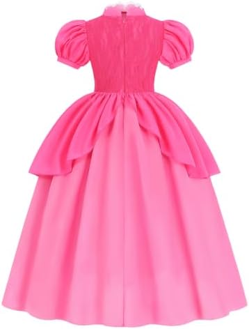 Kids Princess Costume Girls Pink Halloween Princess Dress with Accessories