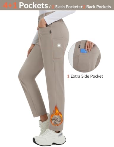 baleaf Womens Fleece Lined Pants with 5 Pockets Thermal Cold Gear