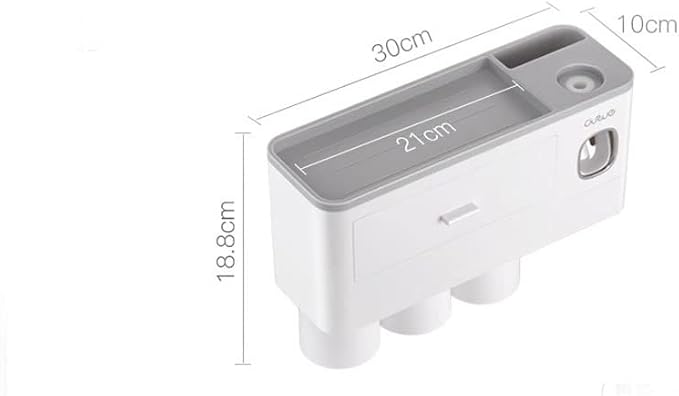 Toothbrush Rack Home Toothbrush Holder Wall Mounted Bathroom Organizer, Toothbrush Holder with Toothpaste Dispenser and Cups Bathroom Toothbrush Holder(A)