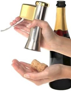 Champagne Bottle Opener. Open your bottles with this One-hand corkscrew. Elegant, original and easy to use. Stainless steel with golden details. (Model Gold)