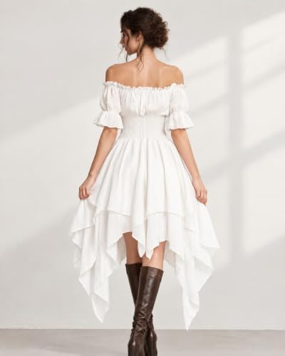 8 Pcs Pirate Costume Women Renaissance Dress Set, Medieval Pirate Outfit for Women with Corset Belt and Accessories