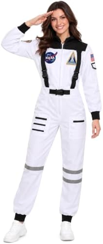 Women's Astronaut Costume, Adult Space Jumpsuit for Halloween