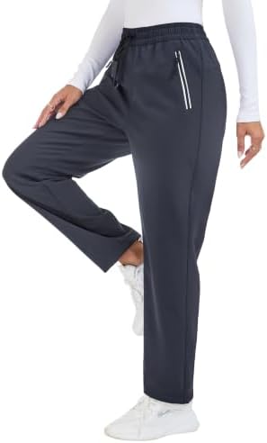 Women's Fleece Lined Snow Pants Water Resistant Insulated Ski Pants with 4 Zipper Pockets for Hiking Winter Outdoor