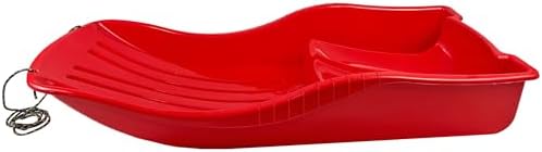 Snow Sled for Kids - SnowBoat Sledge - Single Rider Toboggan with Pull Rope; Outdoor Plastic Winter Sleigh for Toddlers & Kids