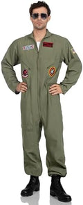 Leg Avenue Mens Licensed Top Gun Flight Suit Costume, SML/MED, Khaki/Green