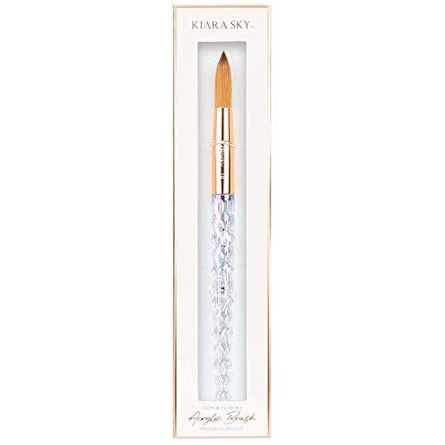 Kiara Sky Kolinsky Acrylic Nail Brush #18 – Pure Kolinsky Sable Hair, Iridescent Crystal Handle, Acetone Resistant, for Acrylic Application, Extensions & 3D Nail Art