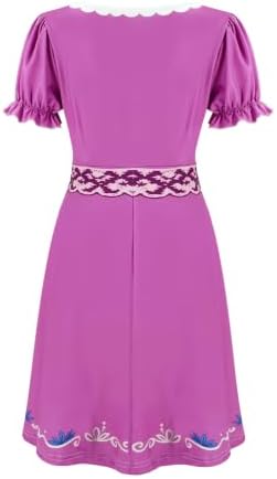 Rapunzel Costume Women Printed Purple Princess Dress Puff Sleeves Twirl Skirt Gown Halloween Cosplay Party Dress