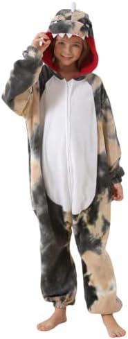Animal Onesie Pajamas for Kids, Soft Flannel Halloween Cosplay Costume for Boys Girls