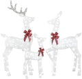 HOYECHI 5 FT Oversized Christmas Decorations Outdoor Lighted Reindeer – 3-Piece 2D Deer Family Set with 160 Warm White LED Lights for Yard, Lawn, Garden & Porch Holiday Display - White