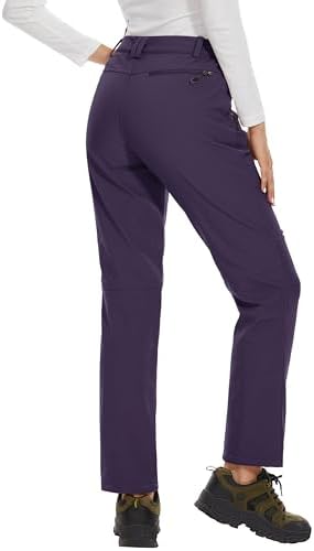 MAGCOMSEN Women's Fleece Lined Waterproof Insulated Snow Ski Pants Winter Warm Hiking Pants Outdoor Softshell