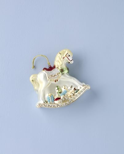 Lenox 2026 Retro Blown Glass Babys 1st Rocking Horse Ornament