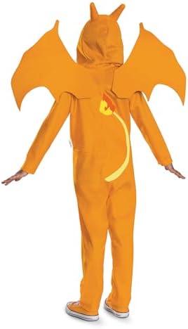 Disguise Pokemon Charizard Costume for Kids, Official Charizard Pokemon Hooded Jumpsuit, Child Size (14-16)