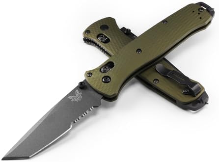 Benchmade Bailout Tactical Knife, M4 Steel Blade (537SGY-1) | Woodland Green Aluminum handle, Tanto blade