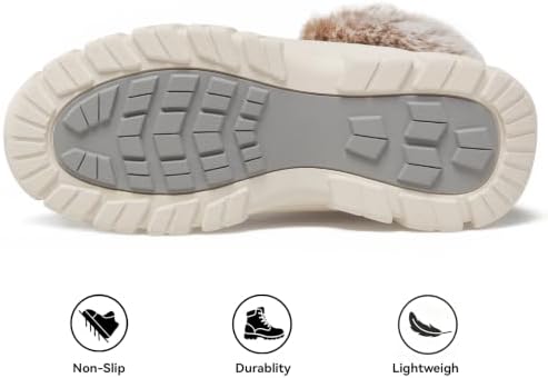 ANJOUFEMME Womens Winter Snow Hiking Boots Fur Lined Lightweight Warm Shoes