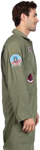 Leg Avenue Mens Licensed Top Gun Flight Suit Costume, SML/MED, Khaki/Green