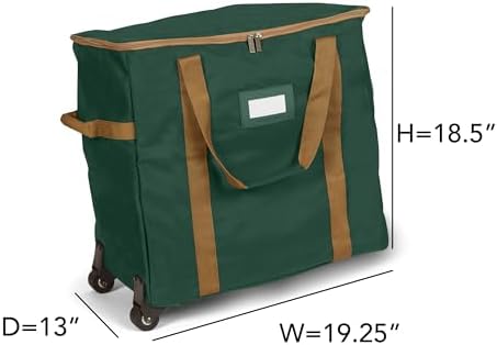 Covermates Rolling Adjustable Ornament Storage Bag, 19.25"W x 13"D x 18.5"H