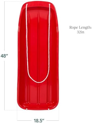 Best Choice Products 48in Kids Plastic Toboggan Snow Sled w/Pull Rope
