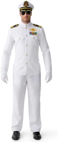 Spooktacular Creations Halloween Sailor Costume Men, White Navy Uniform Outfit with Accessories for Halloween Party
