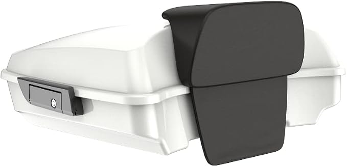 Advanblack Road Glide Tour Trunk Pack Stone Washed White Pearl Razor Tour Trunk Pack Backrest Pad for '97-'25 Harley Touring Road King Street Glide Electra Glide CVO models
