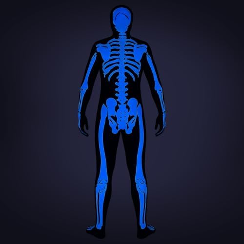 Uisozsfeb Men's Skeleton Costume Glow in Dark Jumpsuit Light Up Bodysuit