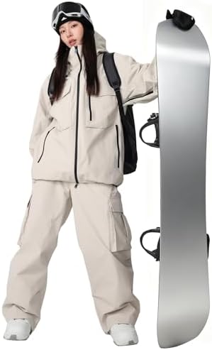 Women's Baggy Snow Snowboard Pants Loose Fit Cargo Ski Pants Bibs Insulated