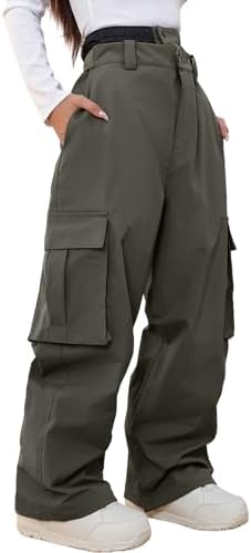 Women's Baggy Snow Snowboard Pants Loose Fit Cargo Ski Pants Bibs Insulated