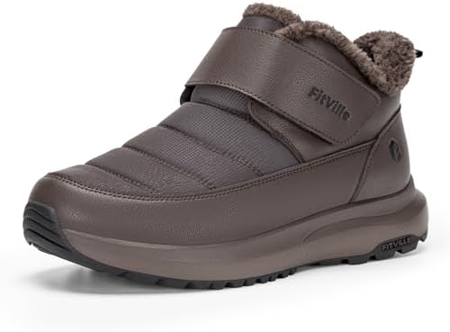 FitVille Snow Boots for men Winter Shoes Fur Lining Waterproof Extra Wide Boots for Men Heat Lock Technology for Outdoor