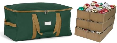 Covermates Adjustable Ornament Storage Bag, 25.5"W x 13"D x 12.5"H, Green
