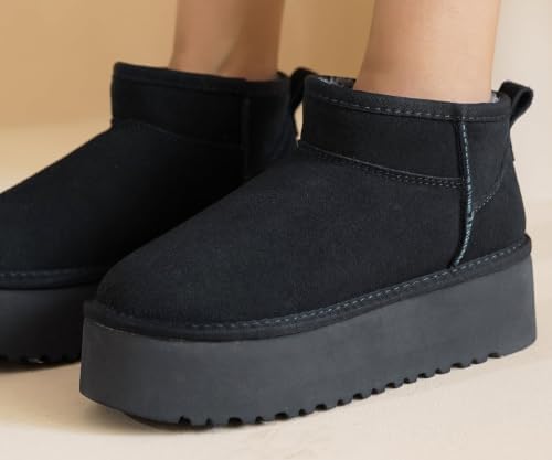 Project Cloud 100% Genuine Leather Ankle Boots for Women Platform Boots