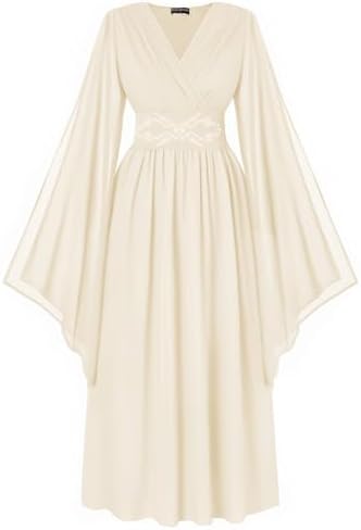 Scarlet Darkness Women's Renaissance Costume V Neck Medieval Fairy Dresses