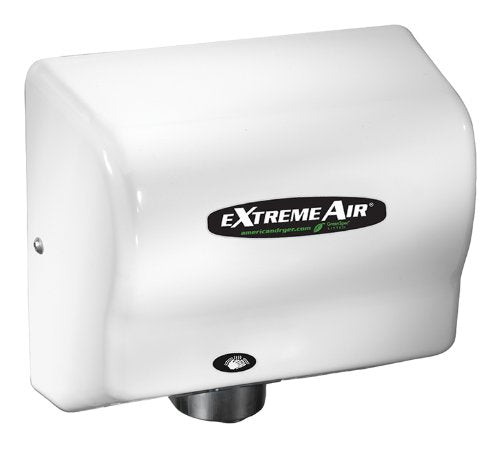 American Dryer ExtremeAir GXT9 ABS Cover High-Speed Automatic Hand Dryer, 10-12 Second Dries, 100-240V, 1,500W Maximum Power, 50/60Hz, White