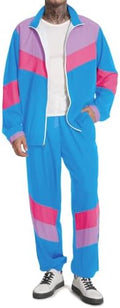 UOUA 80s Outfit for Men 90s Costumes 2 Piece Long Sleeve Track Suit Set