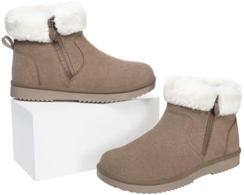 Hsyooes Snow Boots for Women Suede Leather Winter Boots Warm
