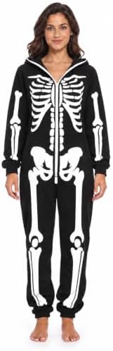 Just Love Women's Adult Onesie Skeleton Halloween Costume with Hood