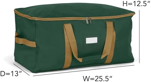 Covermates Adjustable Ornament Storage Bag, 25.5"W x 13"D x 12.5"H, Green
