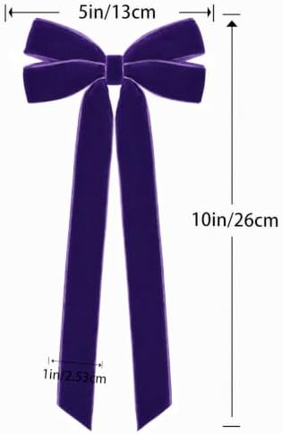 12Pcs Purple Velvet Ribbon Bows Christmas Tree Decorations,5in x 10in Xmas Ornaments for Tree Home Party Front Door Wreath Garland Holiday Decor