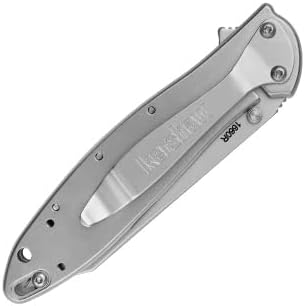 Kershaw Leek, BlackWash Pocket Knife (1660BLKW); 3 Sandvik 14C28N Steel Blade, 410 Stainless Steel Handle, BlackWash Finish, SpeedSafe Assisted Open, Frame and Tip Locks, Reversible Pocketclip; 3 OZ
